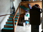 looking across at the stairs to the kitchen